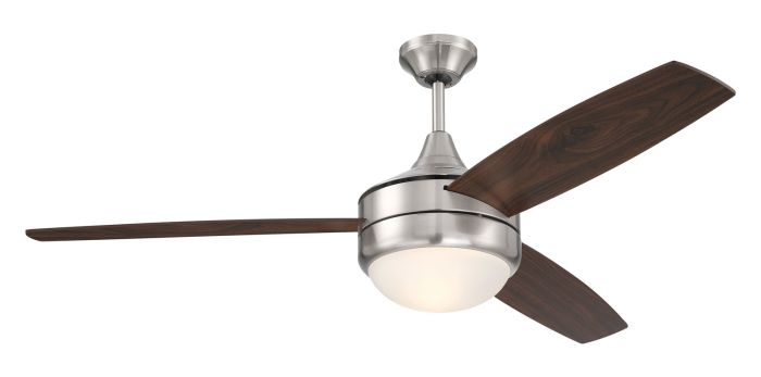 Antique Hardware 52" Phaze II 3-Blade in Brushed Polished Nickel w/ Walnut/Dark Oak Blades Ceiling Fan