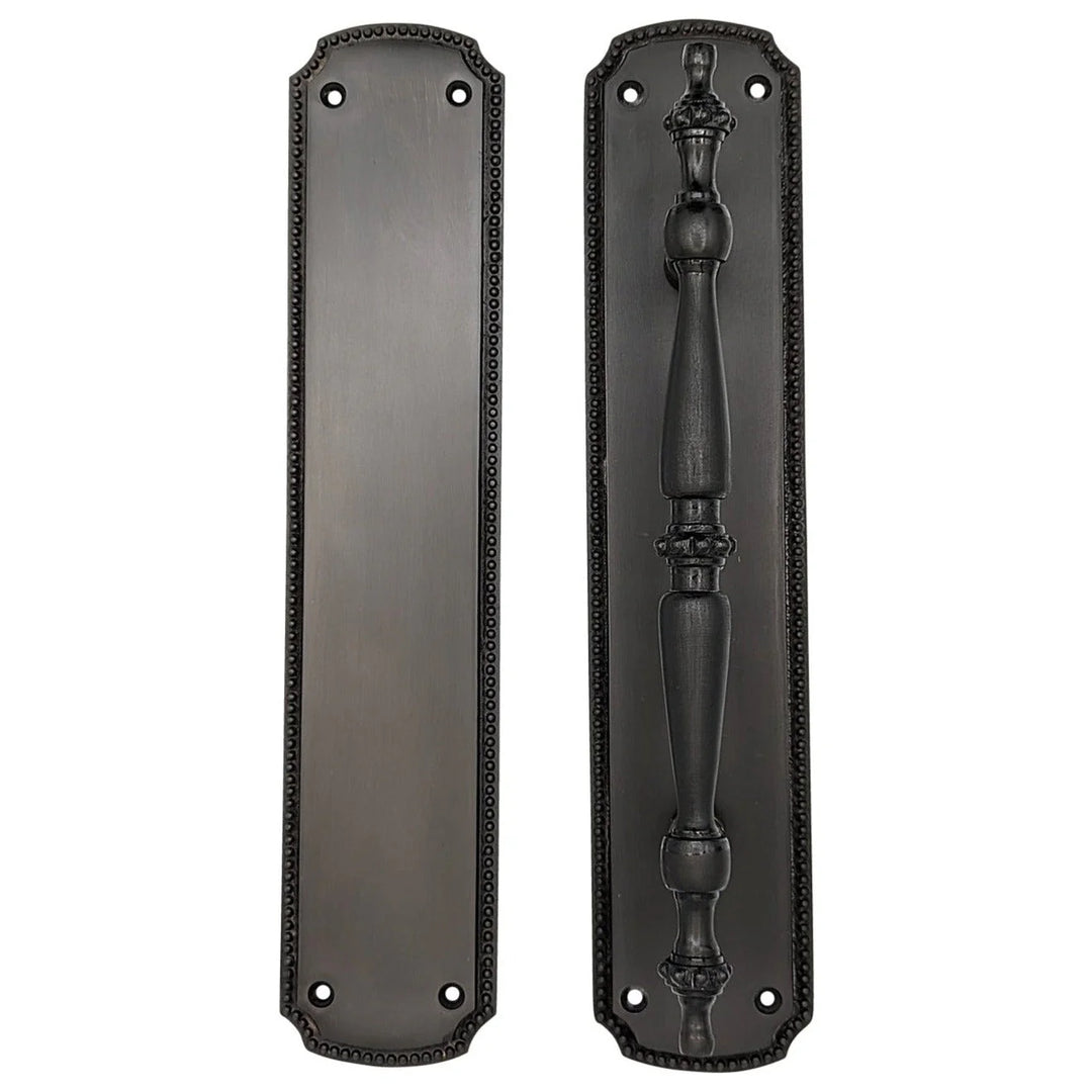 11 1/2 Inch Solid Brass Beaded Push & Pull Plate Set (Several Finishes Available)