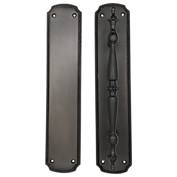 11 1/2 Inch Solid Brass Beaded Push & Pull Plate Set (Several Finishes Available)