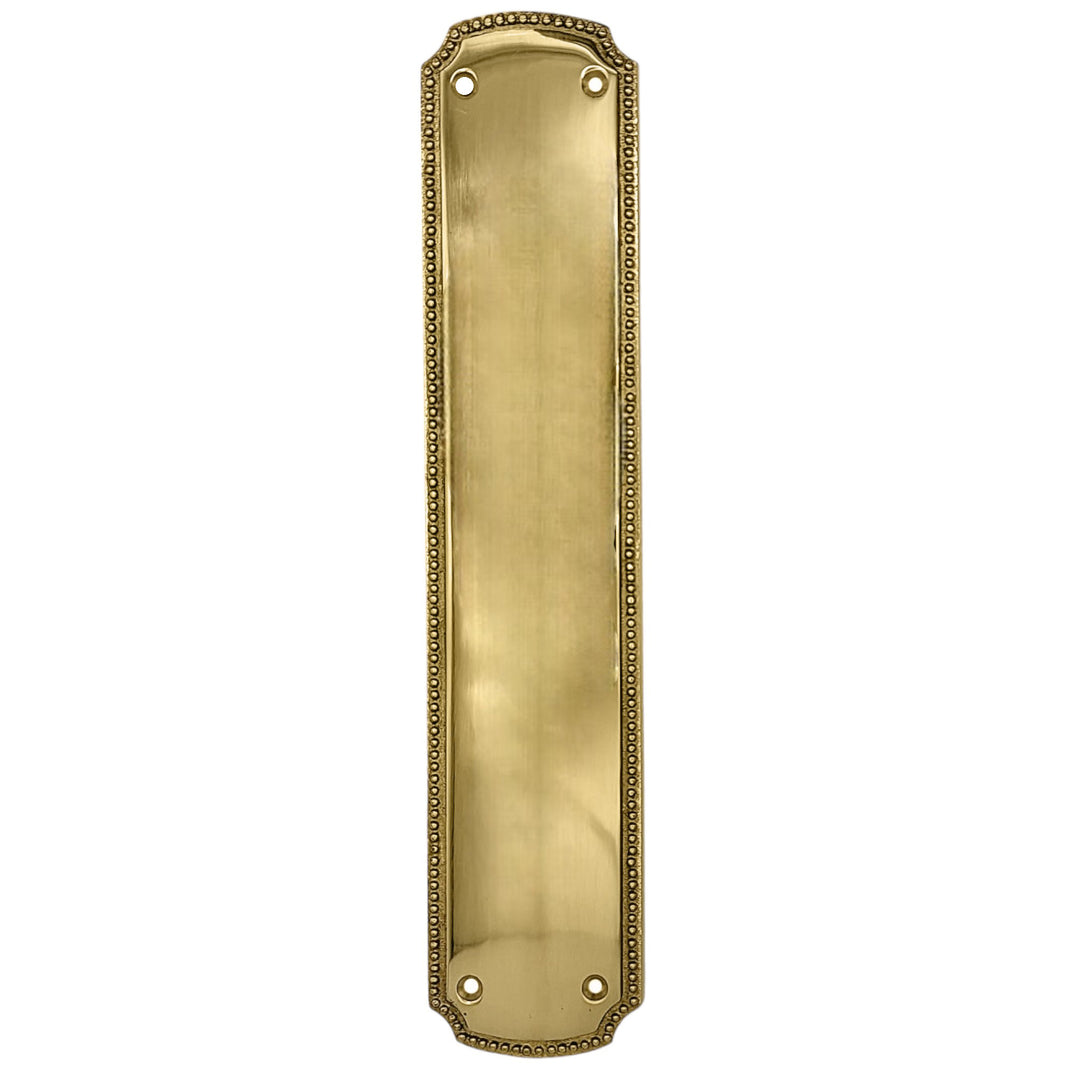 ##Antique Hardware## 11 1/2 Inch Solid Brass Beaded Push & Plate (Several Finishes Available)