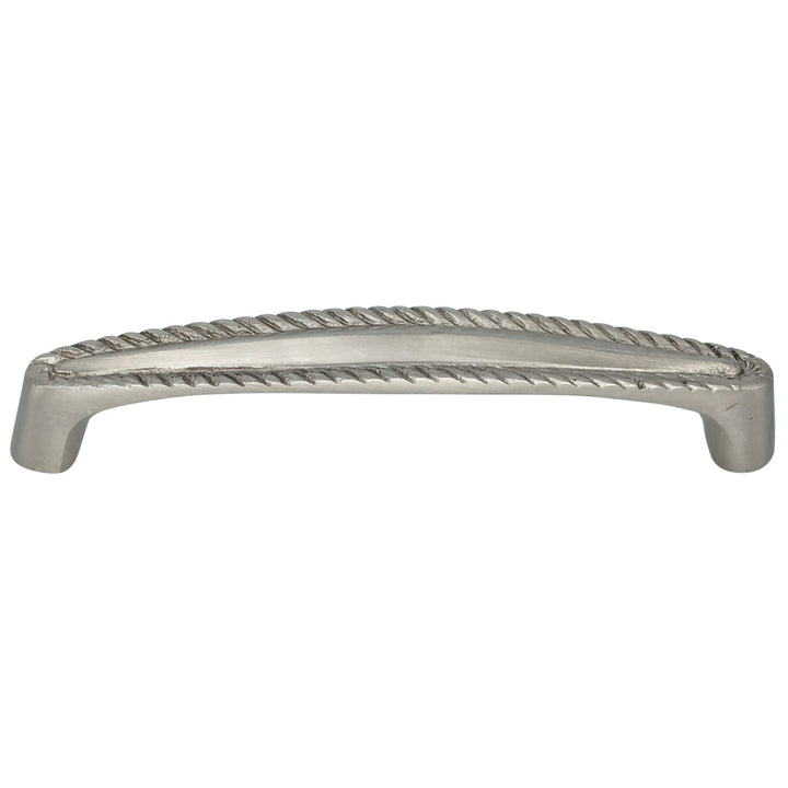 ##Antique Hardware## 3 Inch C-to-C Brass Georgian Roped Style Pull (Satin Nickel Finish)