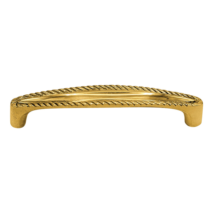 4 Inch Overall (3 3/4 Inch c-c) Solid Brass Georgian Roped Style Pull