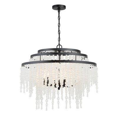 ##Antique Hardware## Poppy 6 Light Matte Black Chandelier