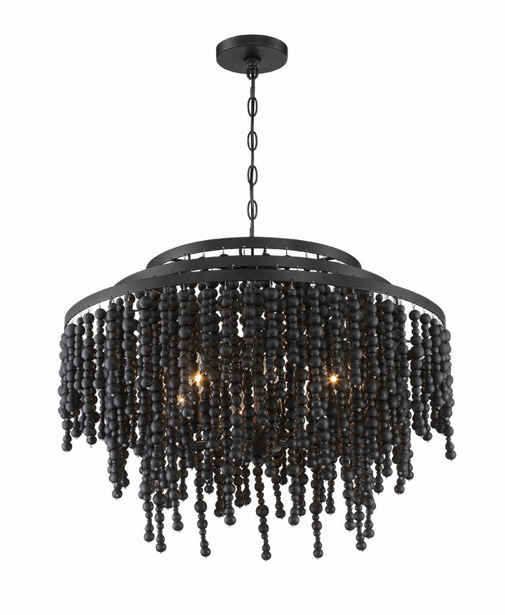 ##Antique Hardware## Poppy 6 Light Matte Black Chandelier