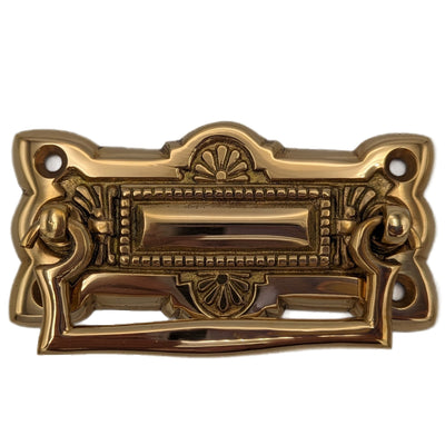 3 3/4 Inch (3 Inch c-c) Art Deco Solid Brass Drawer Pull