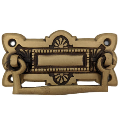 3 3/4 Inch (3 Inch c-c) Art Deco Solid Brass Drawer Pull