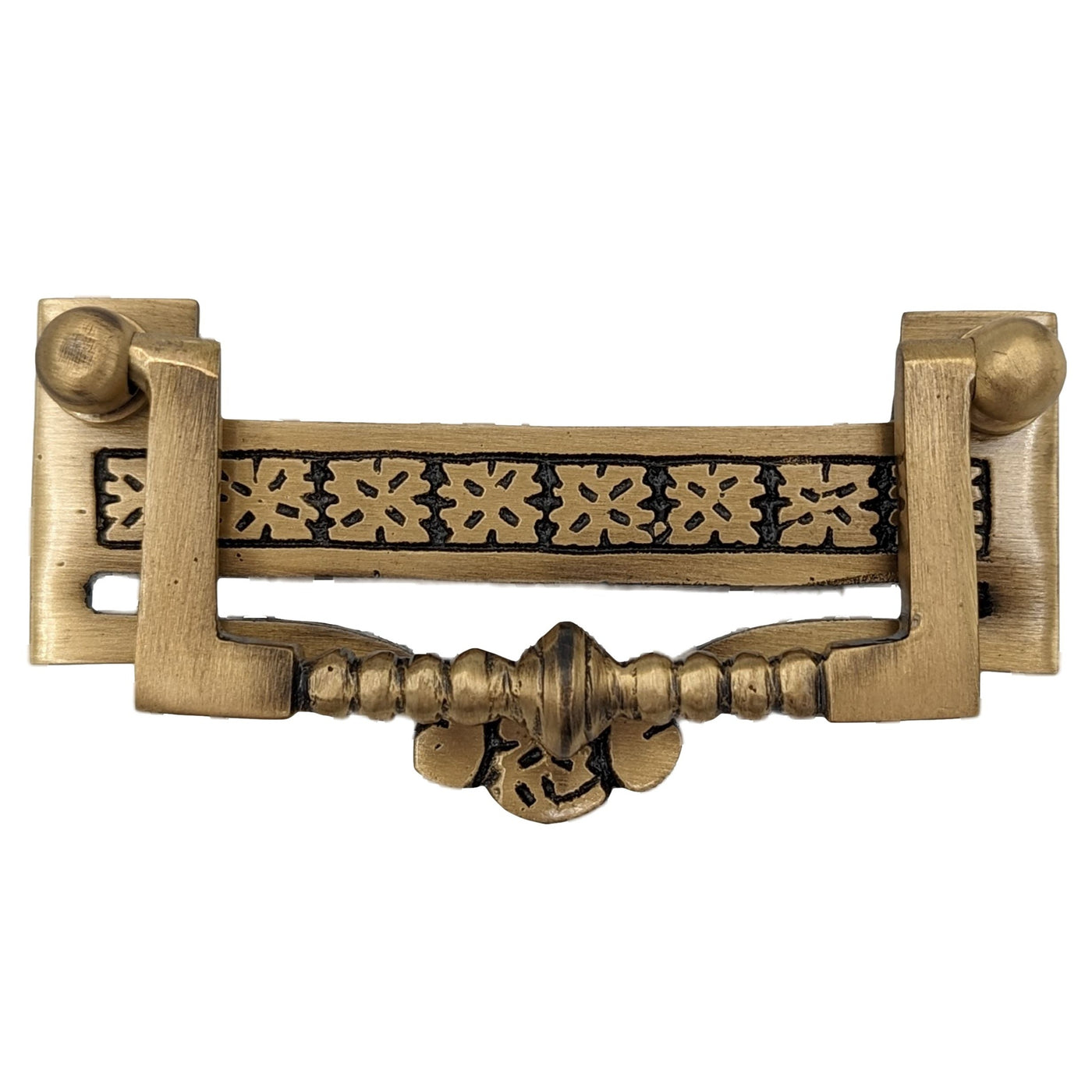 3 1/2-Inch Stamped Brass Cup Drawer Pull In Antique-By-Hand - 3-Inch  Center-to-Center