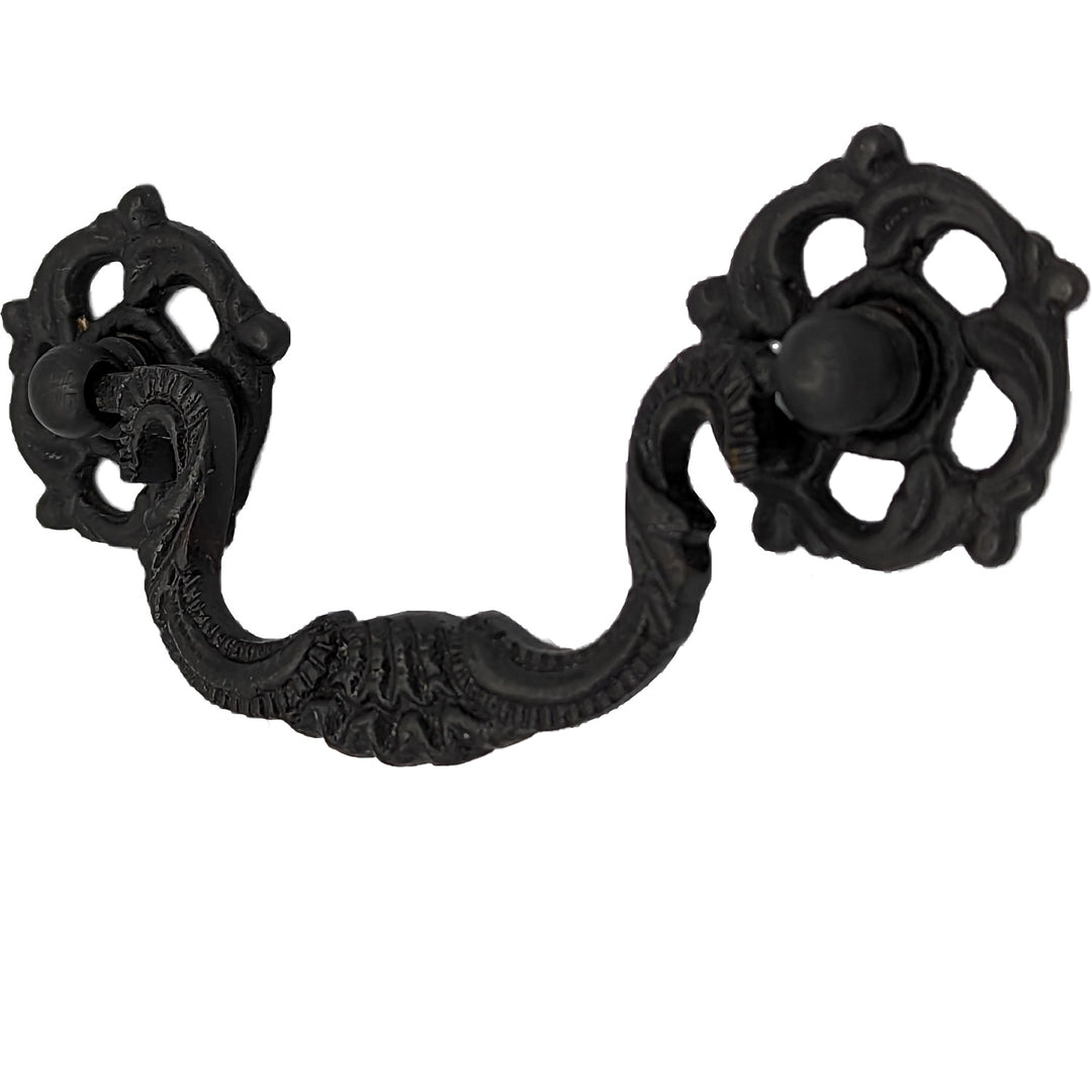 Antique Hardware 4 1/2 Inch Beaded Victorian Bail Pull with Leaf Mount BAIL PULL