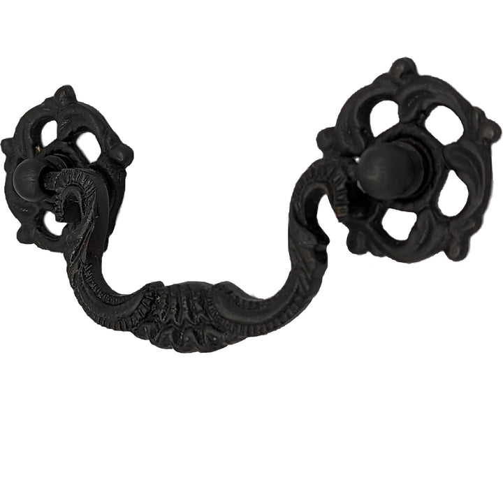 Antique Hardware 4 1/2 Inch Beaded Victorian Bail Pull with Leaf Mount BAIL PULL