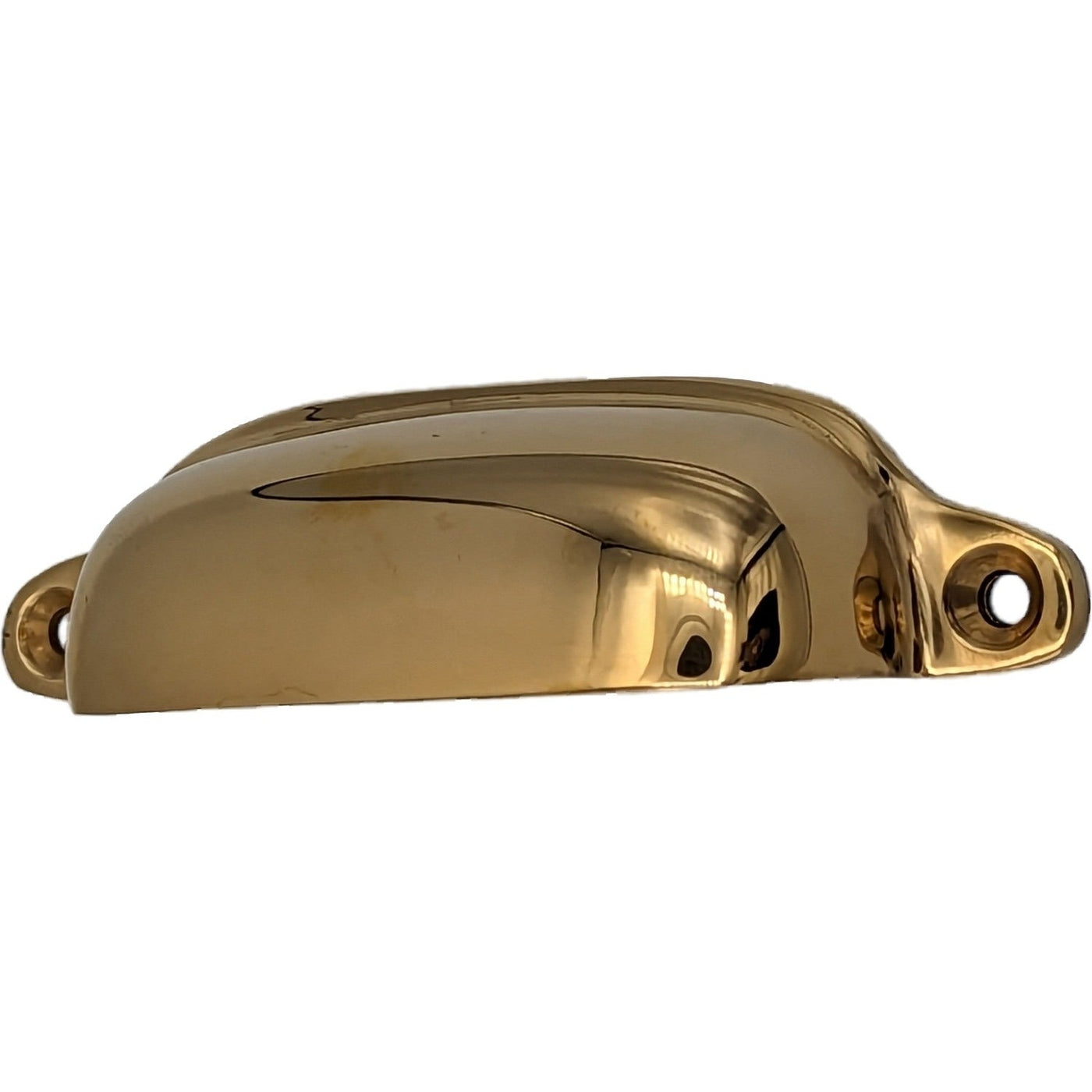 4 1/8 Inch Overall (3 1/2 Inch c-c) Solid Brass Traditional Slim Rounded Bin Pull