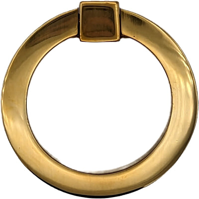 Open Box Sale Item 3 Inch Mission Style Solid Brass Drawer Ring Pull (Polished Brass Finish)