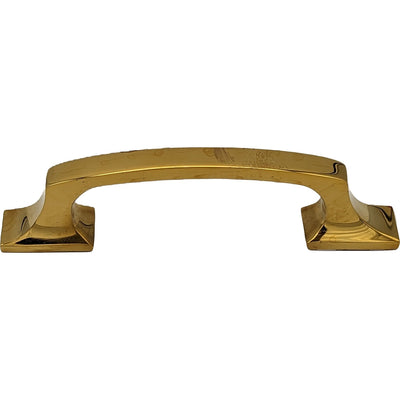 Open Box Sale Item 5 1/4 Inch Overall (3 3/4 Inch c-c) Traditional Solid Brass Pull (Polished Brass Finish)