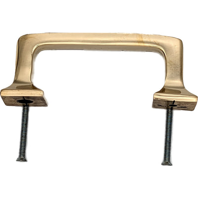 4 1/4 Inch Overall (3.25 Inch c-c) Solid Brass Square Traditional Pull