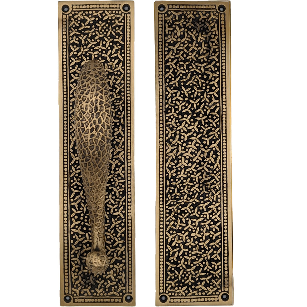 Antique Hardware 12 Inch Solid Brass Rice Pattern Door Pull and Push Plate (Several Finishes Available) DOOR PUSH AND PULL