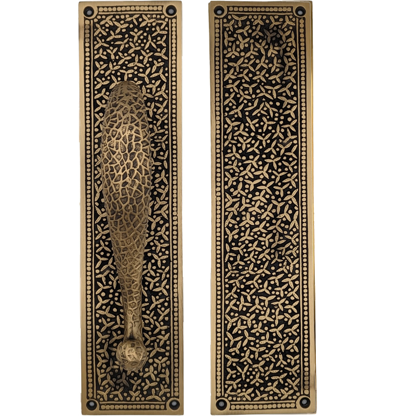 12 Inch Solid Brass Rice Pattern Door Pull and Push Plate (Several Finishes Available)