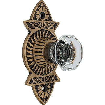 Antique Hardware 1 3/8 Inch Crystal Clear Glass Octagon Cabinet & Furniture Knob Eastlake Backplate CABINET KNOB