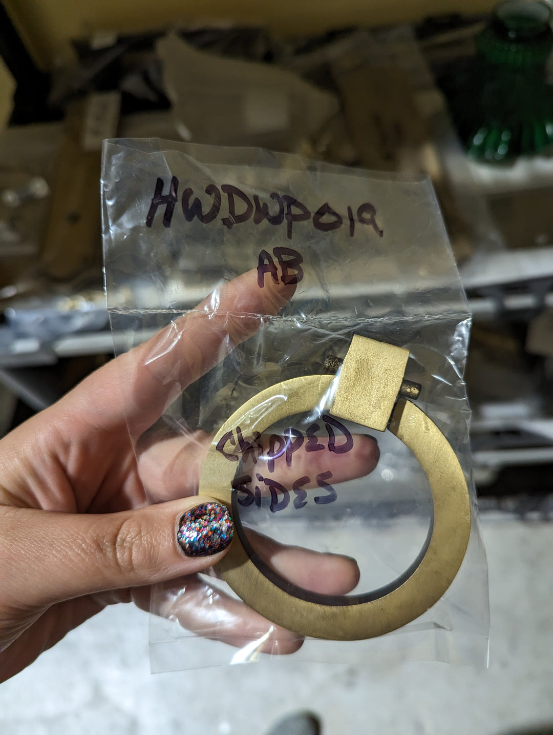 ##Antique Hardware## Open Box Sale Item 3 Inch Mission Style Solid Brass Drawer Ring Pull (Antique Brass Finish)