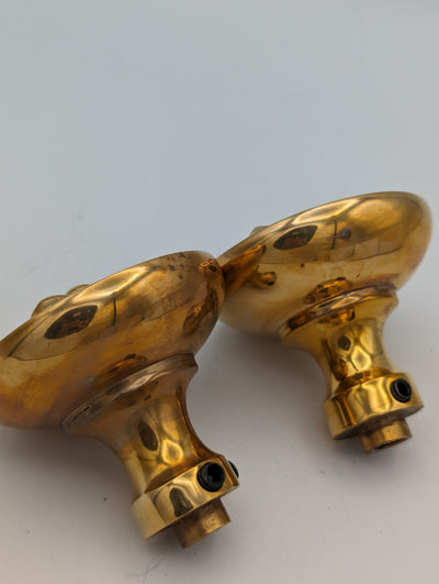Open Box Sale Item Solid Brass Romanesque Spare Door Knob Set (Polished Brass Finish)