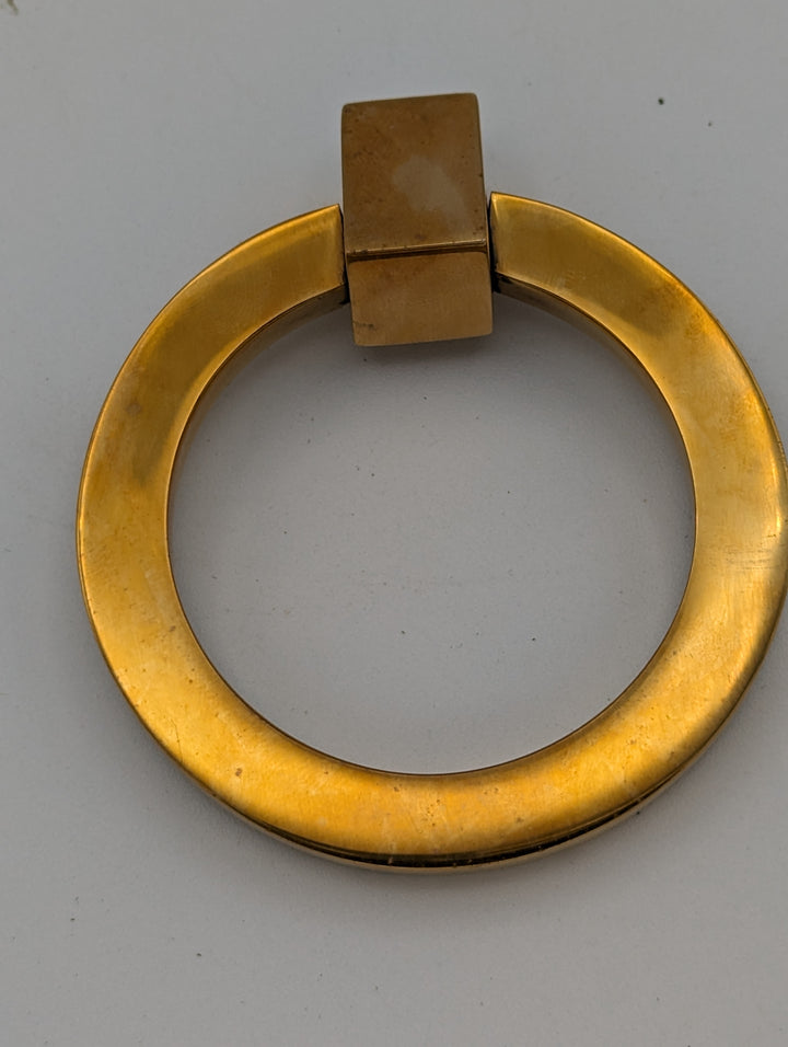##Antique Hardware## Open Box Sale Item 3 Inch Mission Style Solid Brass Drawer Ring Pull (Polished Brass Finish)