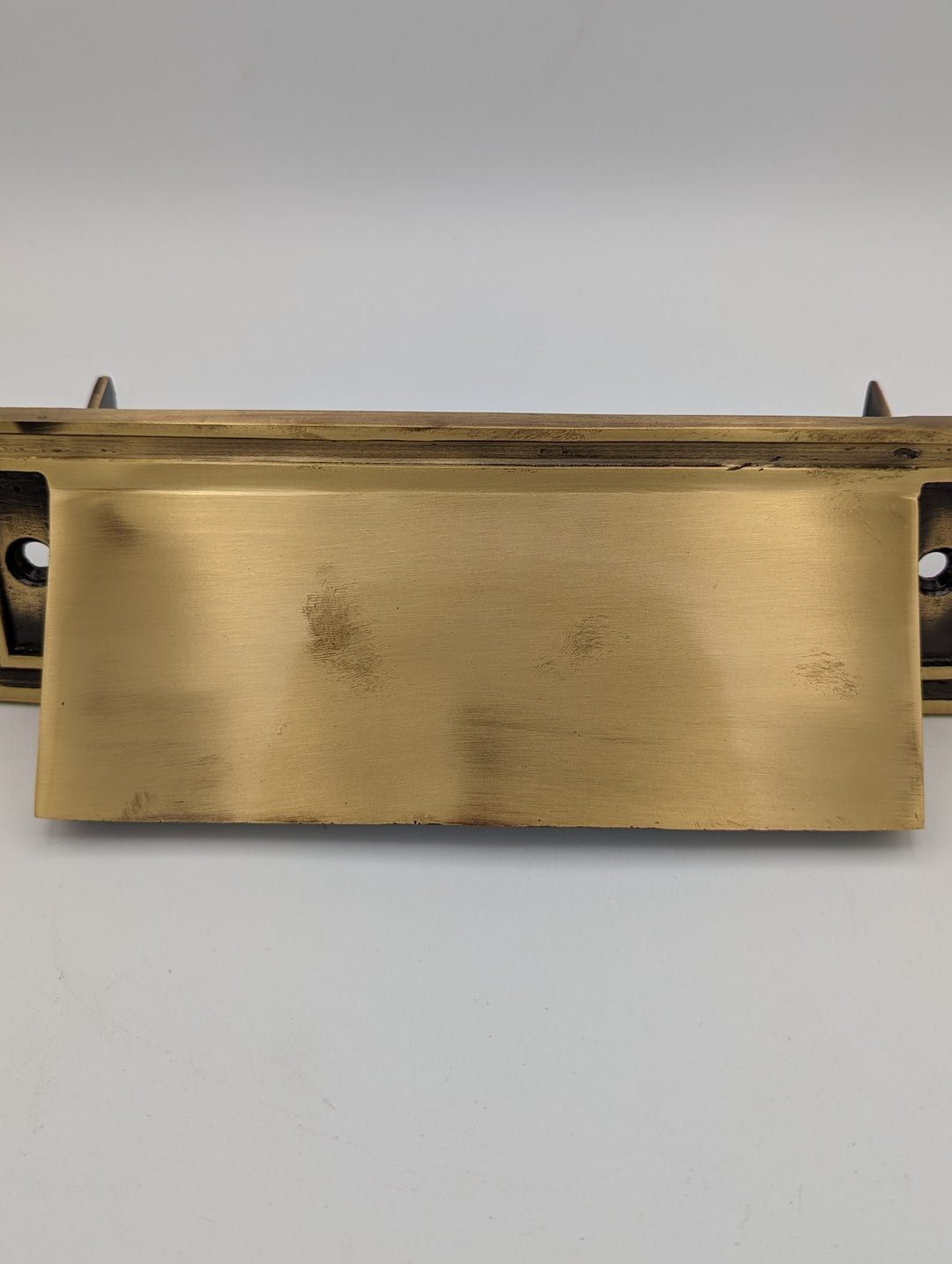 ##Antique Hardware## Open Box Item Sale Mission Style Mail Slot for Front Doors (Antique Brass Finish)