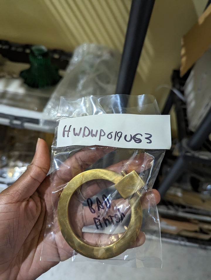 ##Antique Hardware## Open Box Sale Item 3 Inch Mission Style Solid Brass Drawer Ring Pull (Polished Brass Finish)