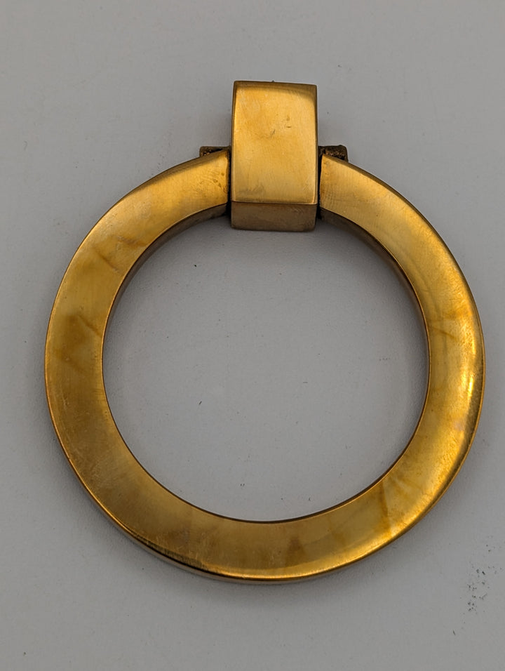 ##Antique Hardware## Open Box Sale Item 3 Inch Mission Style Solid Brass Drawer Ring Pull (Polished Brass Finish)