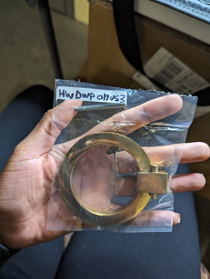 ##Antique Hardware## Open Box Sale Item 3 Inch Mission Style Solid Brass Drawer Ring Pull (Polished Brass Finish)
