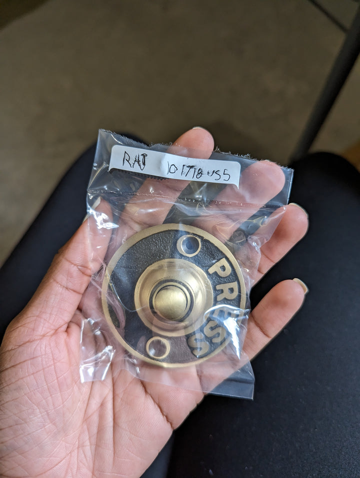 ##Antique Hardware## Open Box Sale Item Classic American PRESS Doorbell Push Button (Antique Brass Finish)