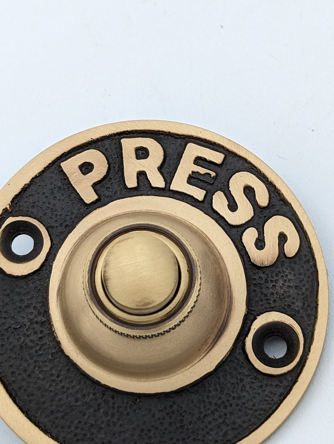 ##Antique Hardware## Open Box Sale Item Classic American PRESS Doorbell Push Button (Antique Brass Finish)