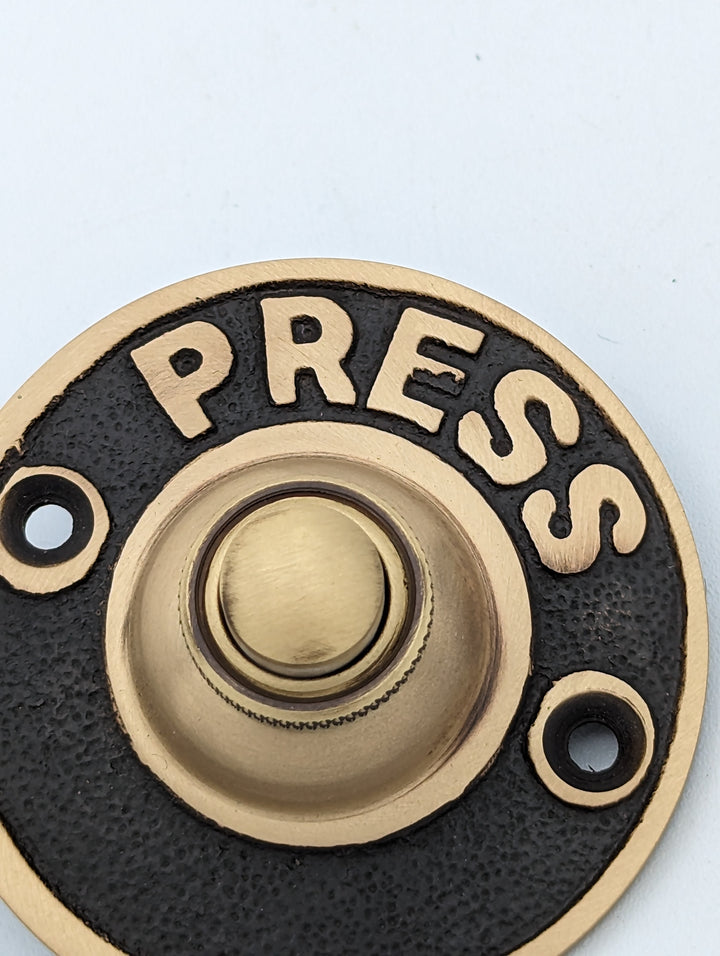 ##Antique Hardware## Open Box Sale Item Classic American PRESS Doorbell Push Button (Antique Brass Finish)