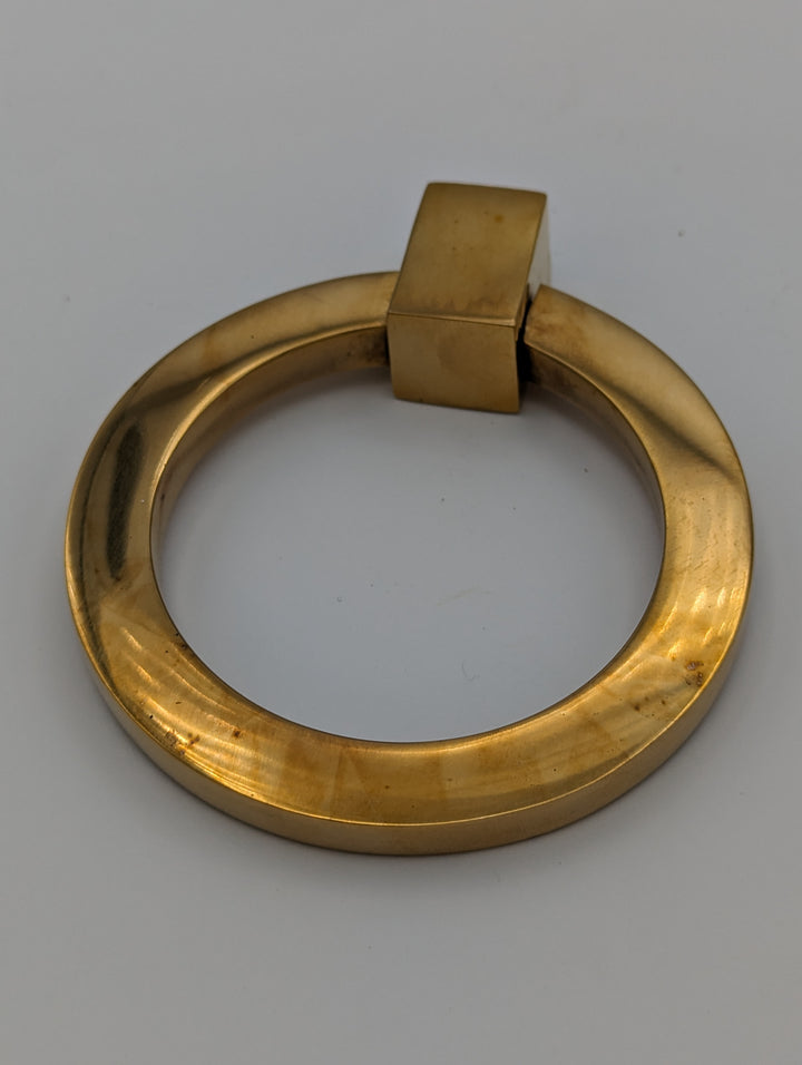 ##Antique Hardware## Open Box Sale Item 3 Inch Mission Style Solid Brass Drawer Ring Pull (Polished Brass Finish)