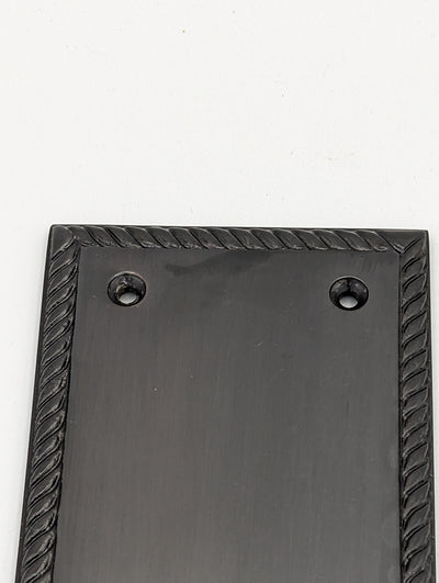 Open Box Sale Item 11 1/2 Inch Georgian Roped Style Door Push Plate (Oil Rubbed Bronze Finish)