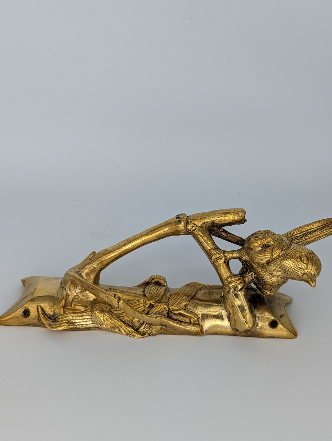 ##Antique Hardware## Open Box Sale Item 9 1/2 Inch Solid Brass Bamboo and Wren Bird Pull (Right Facing)