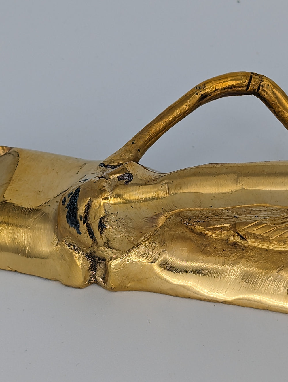 ##Antique Hardware## Open Box Sale Item 9 Inch Solid Brass Door Pull Bamboo & Bird (Left Facing)