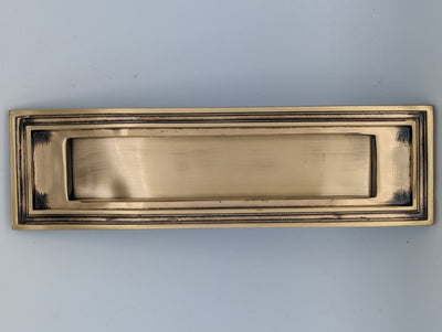 ##Antique Hardware## Open Box Sale Item Mission Style Mail Slot for Front Doors (Antique Brass Finish)