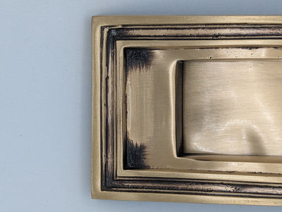 ##Antique Hardware## Open Box Sale Item Mission Style Mail Slot for Front Doors (Antique Brass Finish)