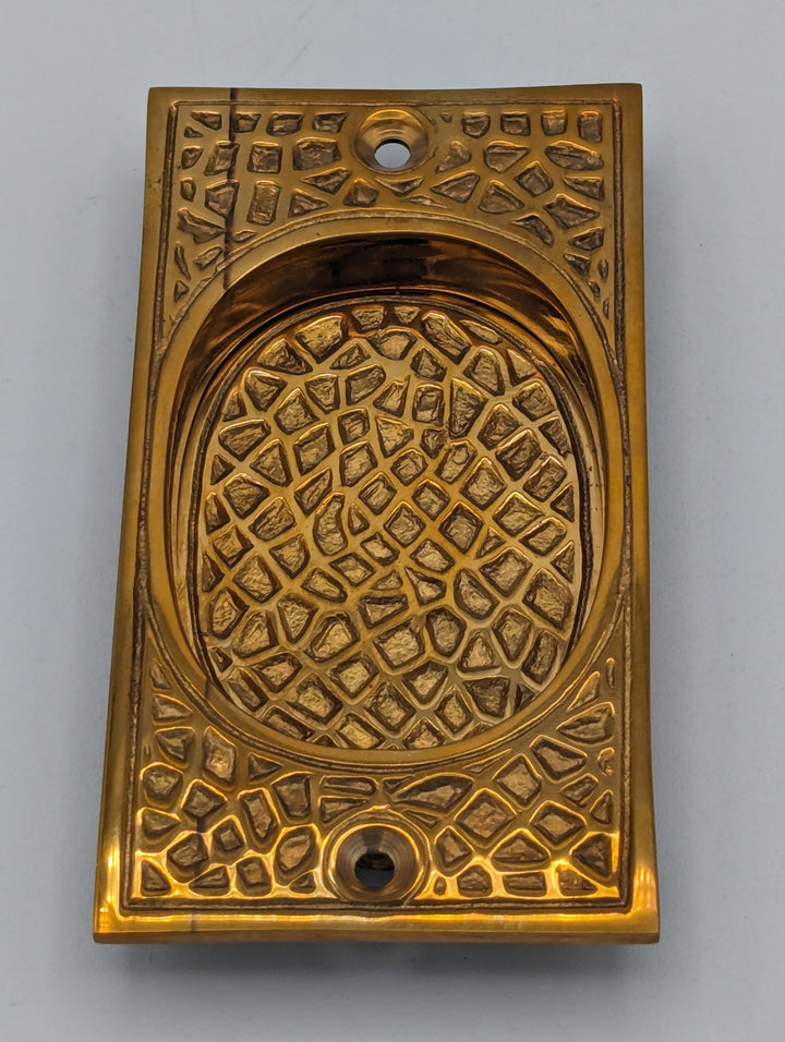 ##Antique Hardware## Open Box Sale Item Craftsman Solid Brass Pocket Door Pull (Polished Brass Finish)