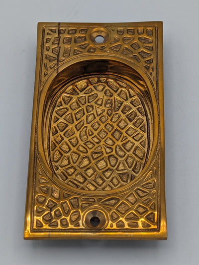 Open Box Sale Item Craftsman Solid Brass Pocket Door Pull (Polished Brass Finish)