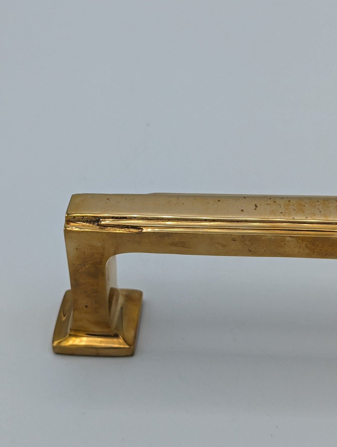 ##Antique Hardware## Open Box Sale Item 7 Inch Solid Brass Art Deco Skyscraper Pull (Polished Brass Finish)