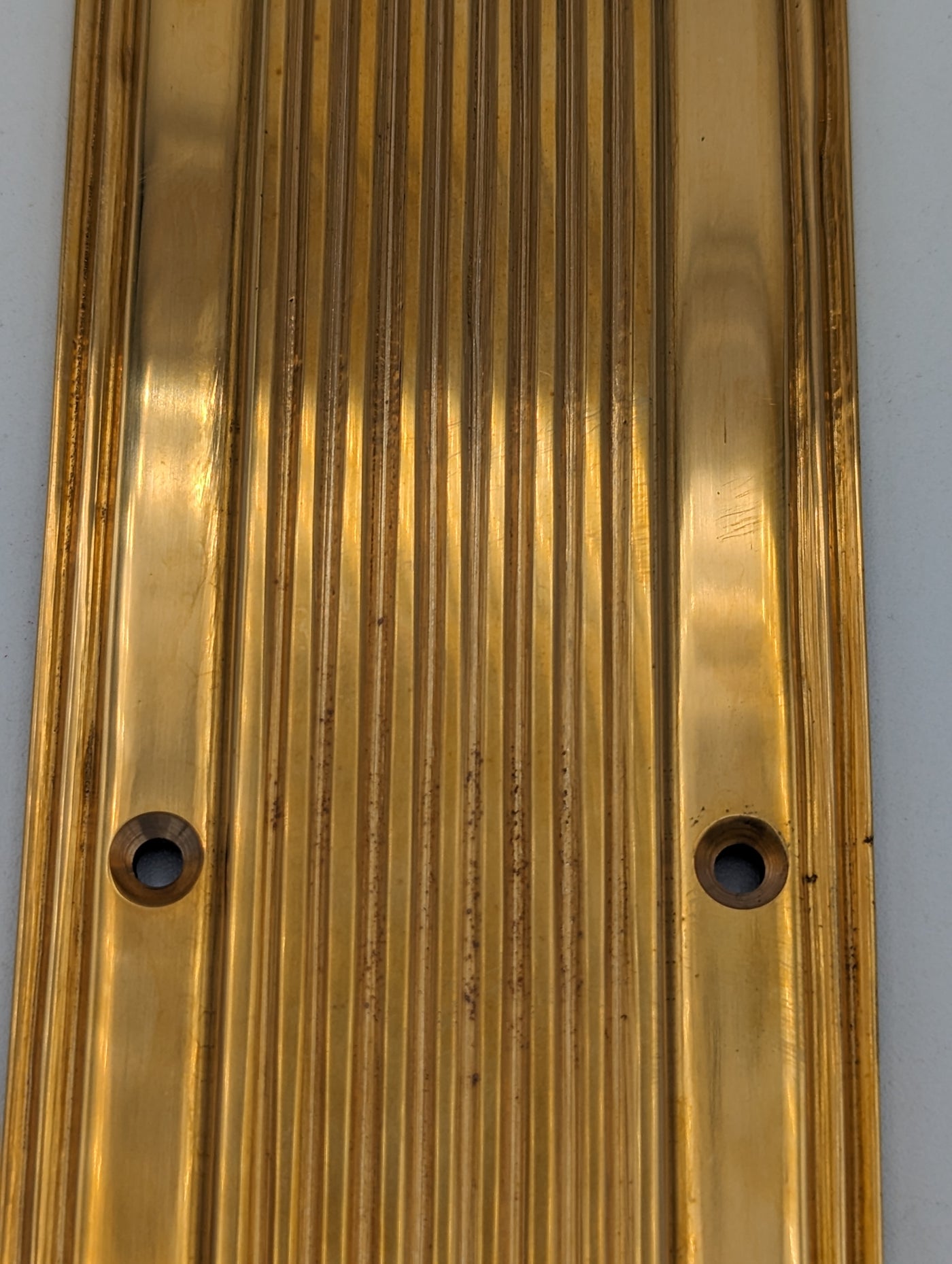 ##Antique Hardware## Open Box Sale Item 10 1/2 Inch Classic Art Deco Solid Brass Push Plate (Polished Brass Finish)