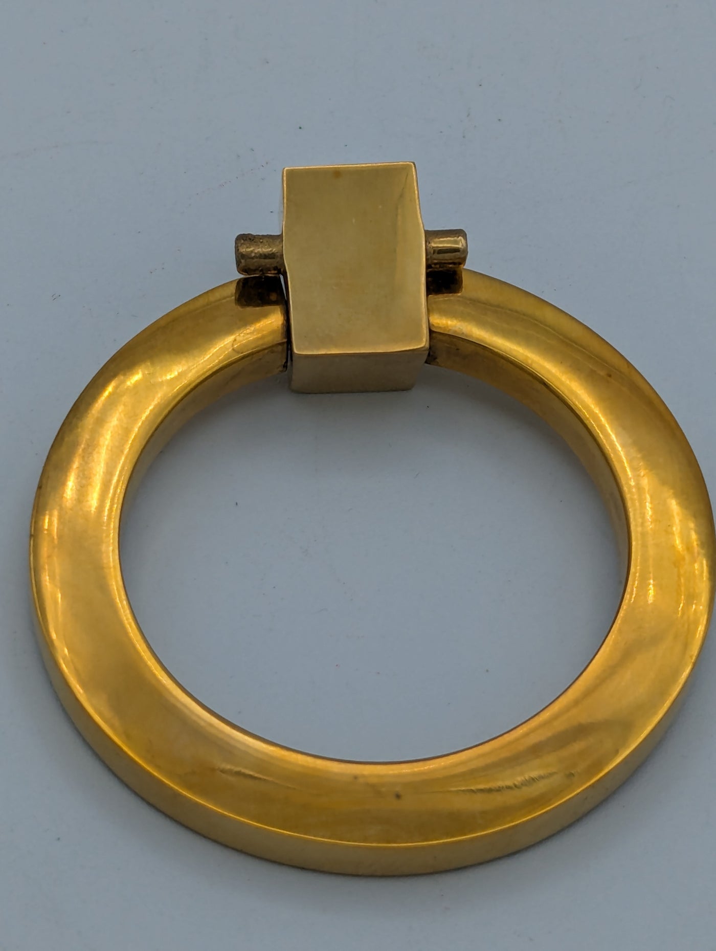 Open Box Sale Item 3 Inch Mission Style Solid Brass Drawer Ring Pull (Polished Brass Finish)