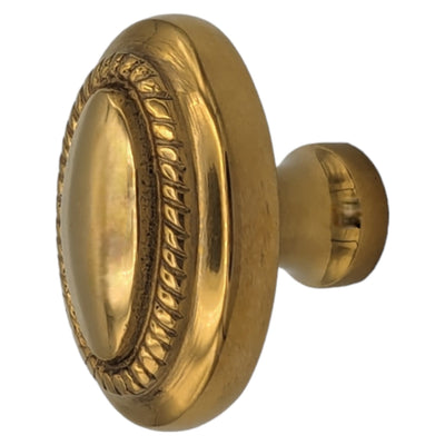 Solid Brass Georgian Roped Egg Shaped Cabinet & Furniture Knob in Polished Brass
