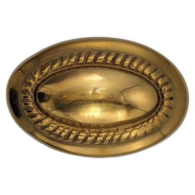 Solid Brass Georgian Roped Egg Shaped Cabinet & Furniture Knob in Polished Brass Top Angle