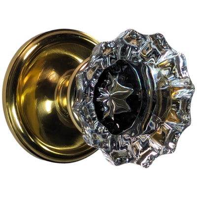 Fluted Glass Doorknob Set with Traditional Rosette (Several Finishes Available)