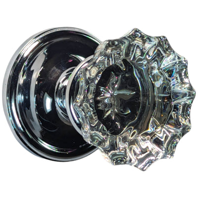 Traditional Rosette Door Set with Fluted Crystal Door Knobs (Several Finishes Available)