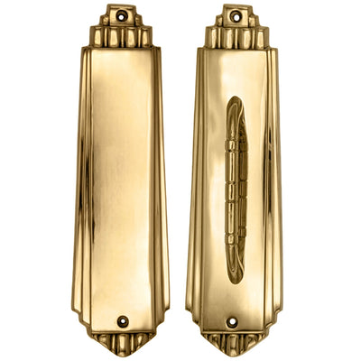 9 Inch Tall Art Deco Style Brass Push And Pull Plate
