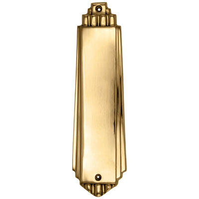 9 Inch Tall Art Deco Style Brass Push Plate