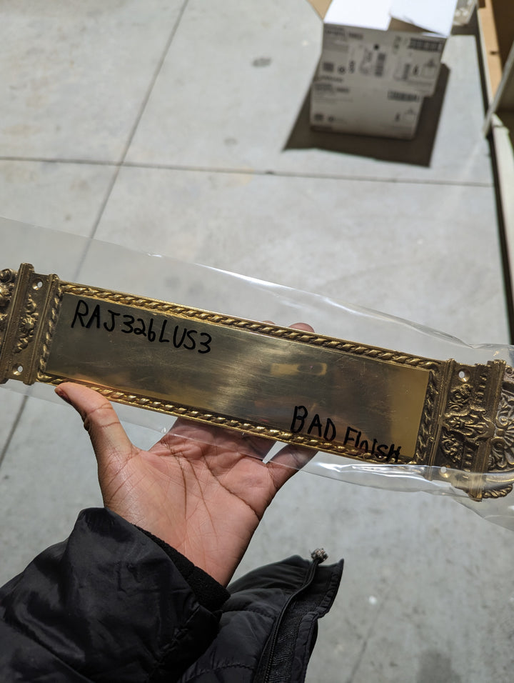 ##Antique Hardware## Open Box Sale Item 16 Inch Solid Brass L'Enfant Style Solid Brass Push Plate (Polished Brass Finish)