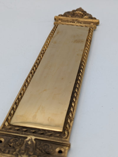 Open Box Sale Item 16 Inch Solid Brass L'Enfant Style Solid Brass Push Plate (Polished Brass Finish)