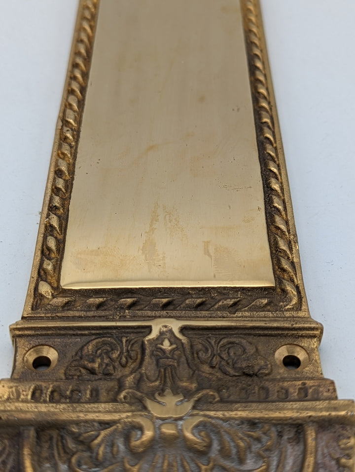 ##Antique Hardware## Open Box Sale Item 16 Inch Solid Brass L'Enfant Style Solid Brass Push Plate (Polished Brass Finish)